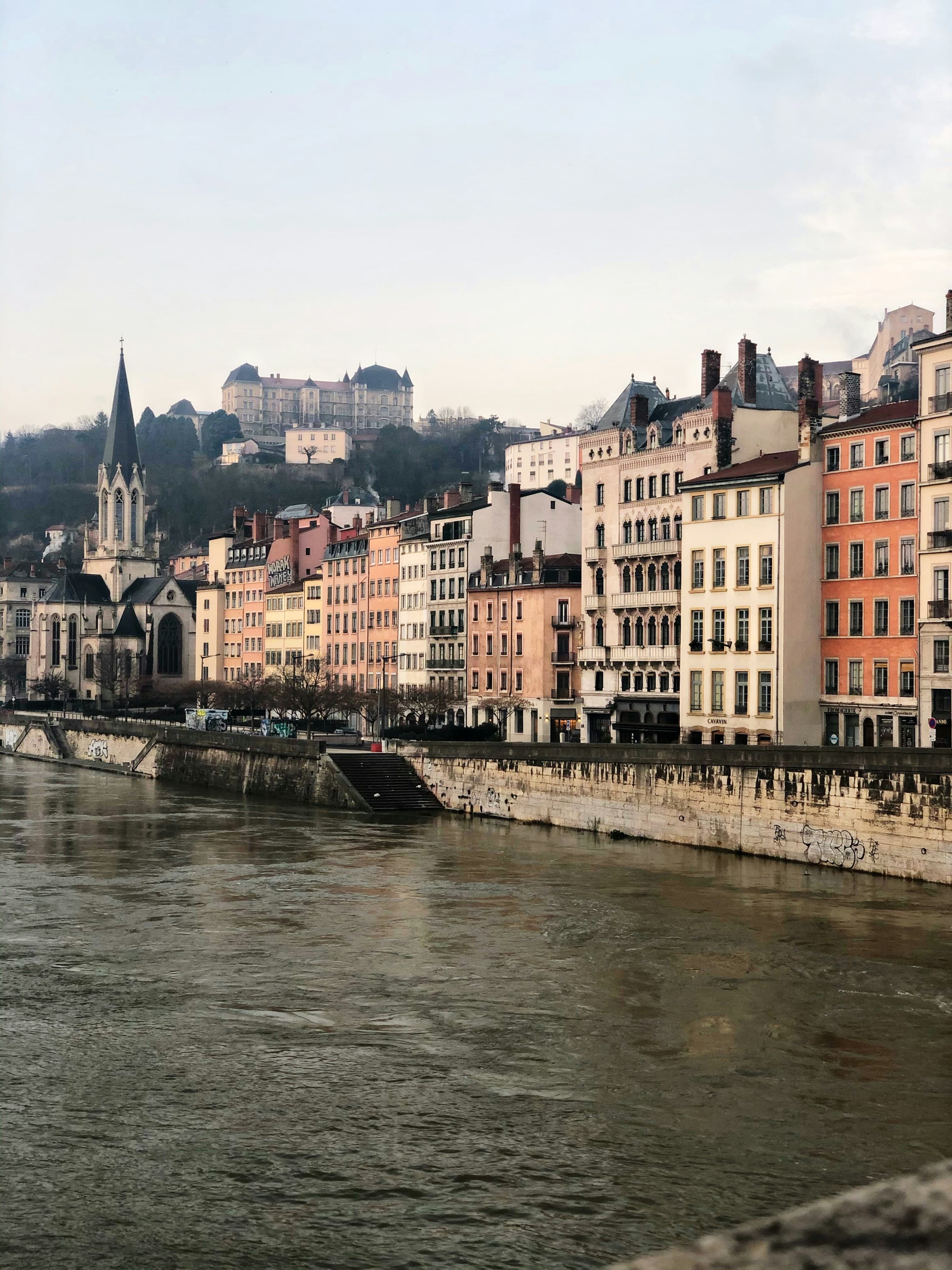 A beautiful view of architecture on the water way with walking ways.