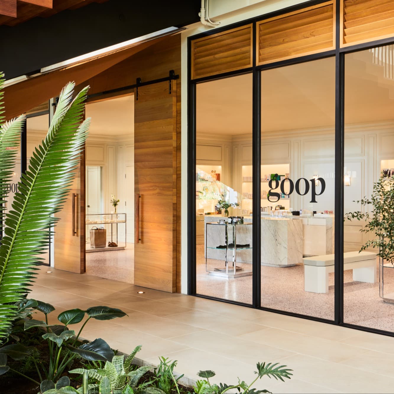 the glass exterior of a goop store