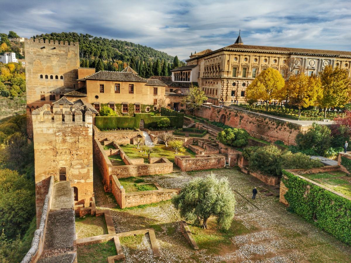 Medieval compound on a green hillside